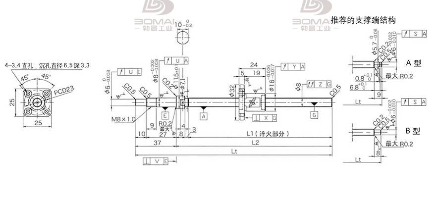 KURODA GP081FDS-AAFR-0250B-C3F 黑田精工丝杆怎么安装